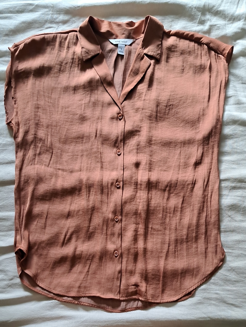 Nine West Terracotta Button-Front Blouse